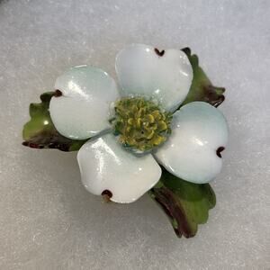 Staffordshire Dogwood Flower Brooch Circa 60s Cara China English Handcrafted VTG
